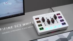 FIFINE Gaming USB Mixer with 4-Channels/XLR Microphone Interface/RGB, Sound Mixer for Game Podcast Streaming AmpliGame SC3W