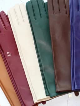 New Women's Long Sheepskin Gloves Thin Silk Inner Touch Screen Solid Color Leather Gloves