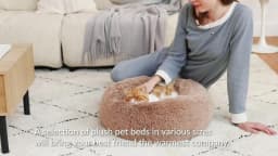 Round Dog Bed Winter Warm Cat Bed Plush Basket for Dog Washable Pet Bed for Small Medium Large Dog Sofa Cat
