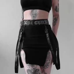 Goth Dark Gothic Split A-Line Skirts Double-Sided Zipper Slits 90s Streetwear Women Mall Gothic Dropped Mini Skirt Zip Edgy
