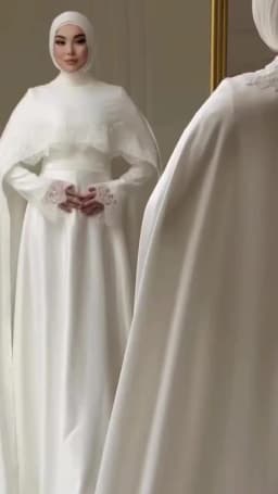 Eightale Arabic Wedding Dress O-Neck Customized Ivory Floor Length Muslim Long Sleeves Bridal Gown Party Dress