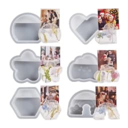 Business Card Storage Silicone Mold Clouds Rainbow Hexagon Heart Card Holder Display Resin Epoxy Mold DIY
