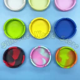 Silicone World Portable Silicone Round Ashtray Durable Soft Eco-friendly Ashtray High Temperature ResistanceAnti-fall Anti-slip