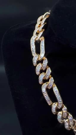 Aokaishen Figaro Cuban Link Chain for Men Baguette Necklace Real Copper Spring Clasp Hip Hop Jewelry 2023 Trend