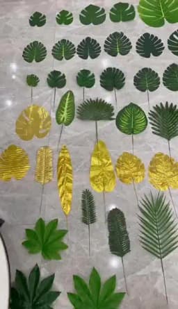 Yannew Artificial Monstera Tropical Large Palm Leaves for Jungle Safari Birthday Party Decoration Hawaii Luau Theme Party Plants