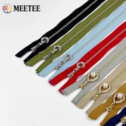 2/5pcs Meetee 3# Metal Zipper 40/50/60/70CM Open End Gold Teeth Zip for Sewing Bags Purse Down Jacket Skirt Clothing Accessories