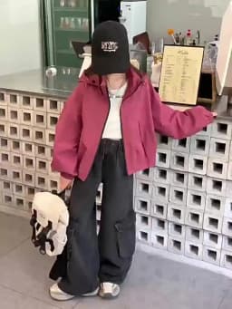 Girls' Spring/Autumn Coat 2025 New Arrival Windproof Oversized Jacket Hooded Sports-Style Casual Coat for Older Children