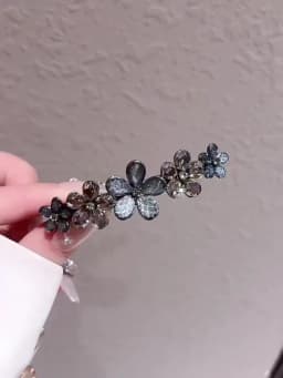 Elegant Crystal Flower Hairpin Spring Clip High-end Women's Back of Head Half-tied Hair Clip Girls Korean Style Hair Accessories