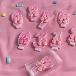 Cute Pink Bow 3D Number Cake Candles for Birthday Party Decorations Birthday Decoration Cake Decorating Tools
