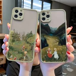Cartoon Scenery Girl Phone Case For iphone 17 16 15 14 13 11 12 Pro Max Plus for iPhone X XR XS MAX Hard Shockproof Cover Funda