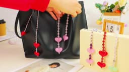 Red Love Y2k Keychain Beads Keychain Korean Bag Charms For Handbags Bag Pendant Handmade Beaded Keyring Vintage Bag Jewelry 2025