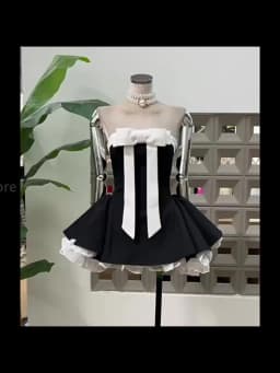 Women Sexy Strapless Backless Polka Dot Bow A Line Dress Party Birthday Evening Ball Gowns Nightclub Show Wear Fashion Vestido
