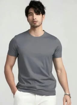 SuyaDream Mens Solid Tee Cotton Silk Blend Plain O Neck Short Sleeved Cozy T Shirts 2026 Summer Simple Chic Top White Black