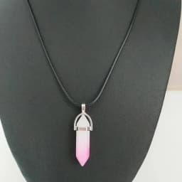 Natural Stone Quartz Lapis Opal Amethyst Pink Crystal Stone Hexagonal Column Pendant Necklaces Leather Chain Bullet Necklace