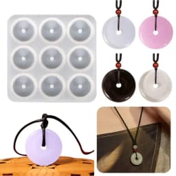 3D Hollow Round Silicone Molds Epoxy Resin Casting Mold DIY Craft Imitation Jade Pendant Mold Handmade Jewelry Tool