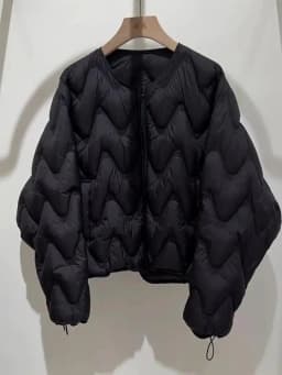 Winter Puff Fluffy Ripple Pattern Down Jacket Women White Duck Down Double Zipper Outwears Female Round Neck Warm Parker Jacket