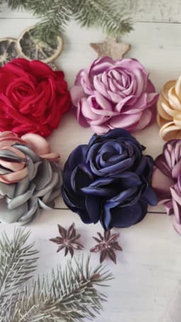5PCS/Lot 8CM Large Satin Fabric Artificial Rose Flowers For Hats Dress Clothing Decoration DIY Brooches Hair Accessories