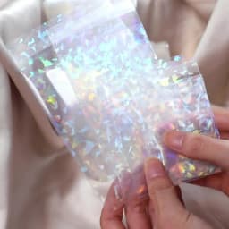 50pcs Holographic Laser Self Adhesive Bag Transparent Laser Fragment Plastic Pouch for Flash Badge Package Bag Card Sleeves