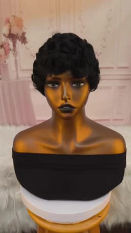 Short wigs For Black Women Pixie Cut Wig Human Hair Glueless Synthetic Wigs Pre Plucked Short Curly wigs With Bangs For Daily
