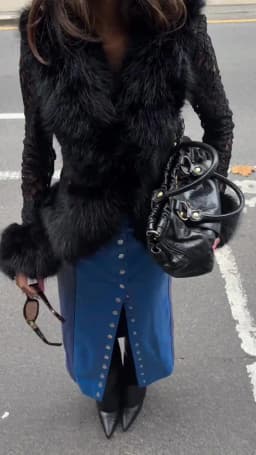 Sexy Lace Patchwork Women's Fur Coat V-Neck Full Sleeve Waist-Closed Lady Coats 2026 Autumn Winter Chic Female Streetwear