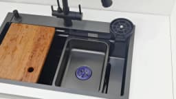 Nano Kitchen Sink Matte Black Above Mount Washing Basin with chopping board 304 Stainless Steel Single black kitchen sink