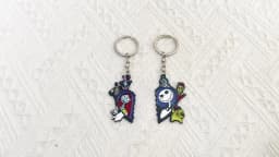 the Nightmare before Christmas Keyrings - Cartoon Heart Sally & Jack Skellington Key Chains - Friends Backpack Ornament