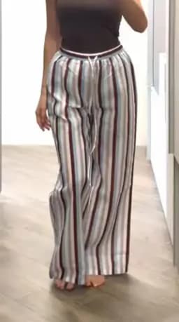 Linad Vintage Loose Stripe Drawstring Trousers Street Chic Long Pants For Woman 2026 Casual Print Wide Leg Pants With Pockets
