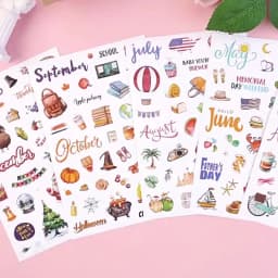 210 Cartoon-themed Planner Stickers English Schedule Management Labels Daily Journal Decorations Holiday-themed Index Tabs