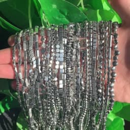 Natural Silver Color Hematite Stone Cylinder Irregular Loose Round Beads For DIY Jewelry Making Bracelet Earring Accessories