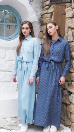 AS SS26 Lyocell light Denim pinstripe wrap shirt + dress matching set fashionable vitality women's outfit