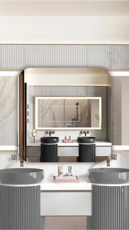LED Bathroom Mirror Large Wall Mounted Mirror Aluminum Frame Vanity Mirror 3 Colors, Anti-Fog, Dimmable Front Light
