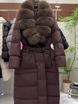 Lagabogy 2026 Long Down Jacket Winter Large Real Fox Fur Collar Waist Women Parkas Elegant Thicken Hooded White Duck Puffer Coat