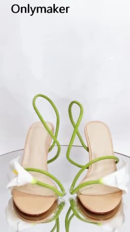Onlymaker Women Open Toe Elegant Calla Lily Flower Sandals Wedding Heels Dressy Slingback Kitten Heel Summer Strappy Sandals