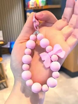 Pink Pearl Bow Keychain, Mobile Phone Chain, Earphone Bag, Anti-Lost Rope, Car Keychain, Beaded Pendant, Backpack Pendant Access
