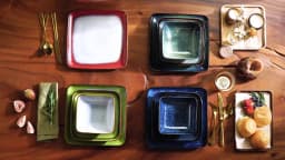 Vancasso Stern Dinner Set Green Square Kiln Change Glaze Tableware 16 Piece Kitchen Dinnerware Ceramic Crockery Set for 4 Person