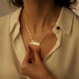 Custom Removable Cartoon Character Name Pendant Gold Color Stainless Steel Heart Nameplate Necklaces For Women Girl Kids