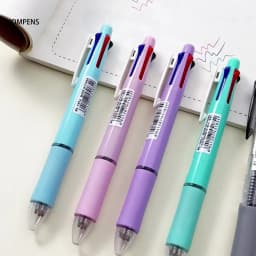 Kawaii 5 In 1 Multicolor Ballpoint Pens with Refills Pencil Leads Set 4 Color Ball Pens and Mechanical Pencil Multifunction Pen