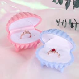 Velvet Jewelry Box Shell Shape Wedding Ring Box Organizer Storage Display Packaging Case Holder Gift Accessories 4 Colors