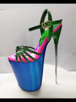 Summer 19cm Metal Thin High Heels Sandals Female Platform Women's Shoes Narrow Band Steel Pipe Dance Buckle SM Stripper Pumps