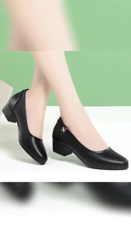 Spring New Soft Leather Soft Sole Women Shoes Square Heel Comfortable Casual Shoes Shallow Mouth Office Work Shoes