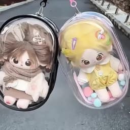 20cm Plush Doll Display Out Bag Transparent Thicken Cotton Doll Outing Dustproof Storage Pouch Keychain Mini Bag Accessories