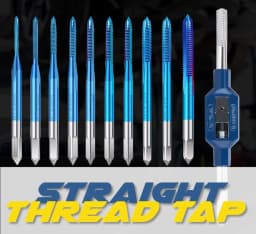 XCAN 10/11pcs Metric Tap HSS Thread Tap Drill M1-M3.5 Straight Flute Machine Screw Tap Adjustable Tap Wrench M1-M8 Tapping Tool