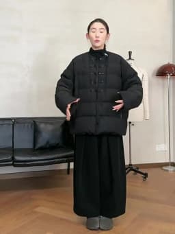 Women's New Chinese Style Goose Down Jacket with Button Detail, 2026 New Model, Made of Real Silk Guanle Crepe Fabric