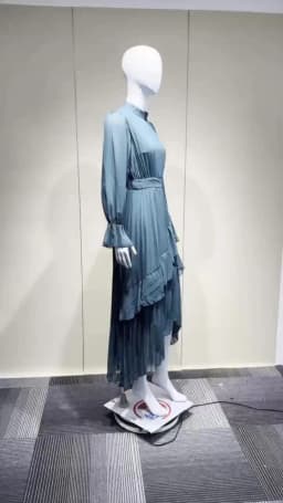 LGRQ 2026 Summer New Solid Color High Waist Dress With Ruffled Hem And Pleats Mid-Length Party Evening Gown