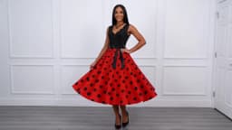 Polka Dot Print Women Summer Dress Black Patchwork Sleeveless V Neck Elegant Vintage Party Casual Midi Dress