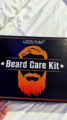 Beard Care Kit for Men, Wash Conditioner Beard Oil and Balm with Comb Brush and Scissors, Sandalwood Scented, Perfect Gift for Men