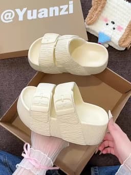 2026 New Womens Summer Platform Wedge Slippers EVA Thick Sole Adjustable Buckle Open Toe Comfort Outdoor Casual Slides
