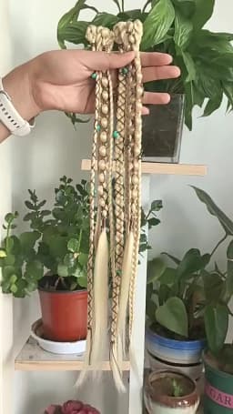 Clip in Braid Hair Extensions for Women, 20" Boho Dreadlock Clip in Braids with Beads & Charms, 2PCS Synthetic Braided Hairpiece
