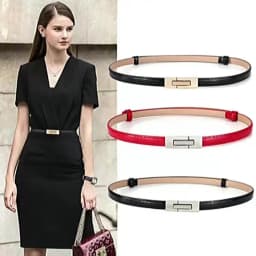 Soft Cowhide Thin Belt Ladies Decorative Dress Adjustable Black Belt Female Fashion Luxury Leather Belt Women