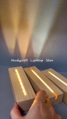 5mm 5.9 Inch Wooden Lamp Base AAA Battery Powered Warm White Light Wood Acrylic Led Display Stand DIY Lighting Accessories